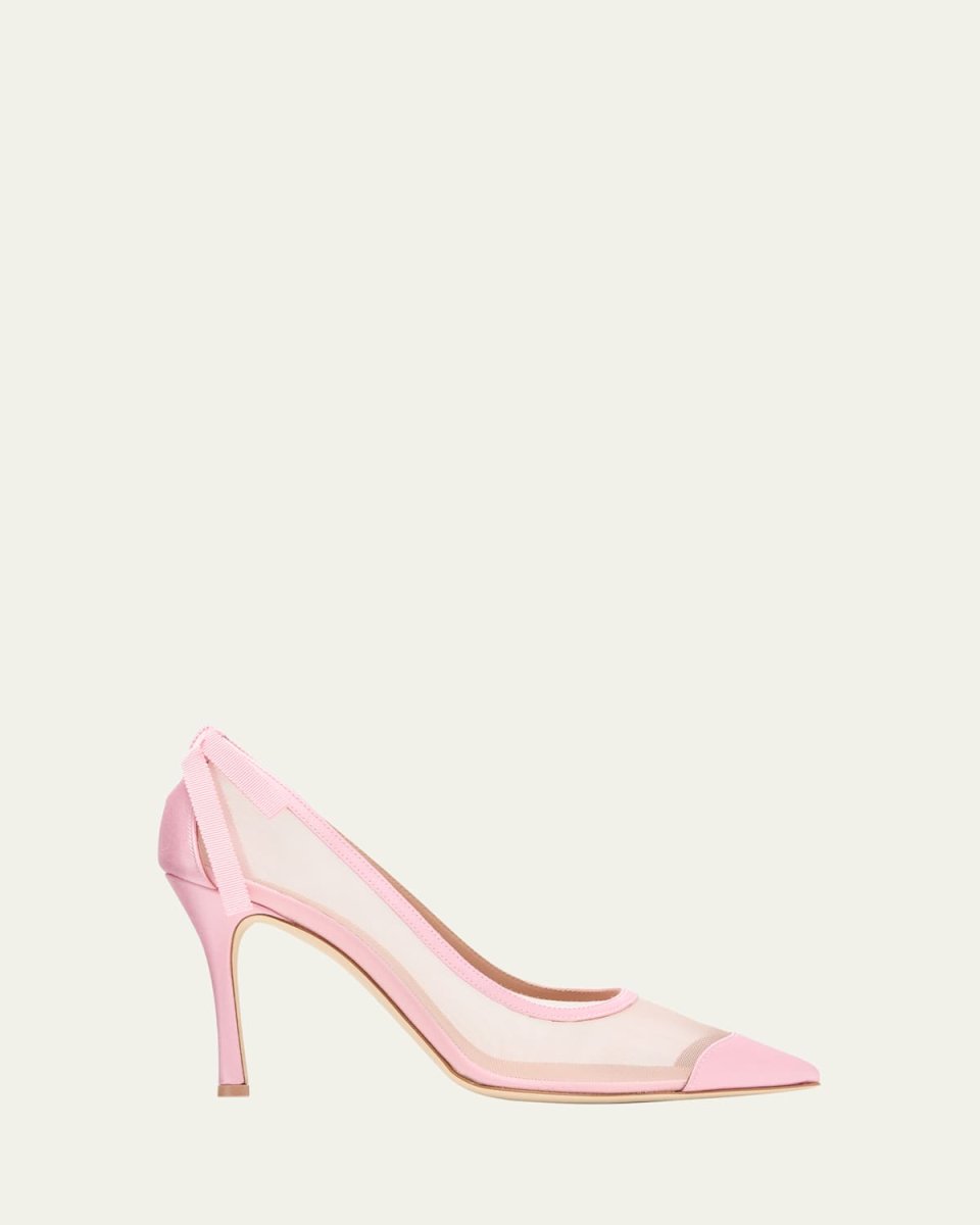 x Tabitha Simmons Liberty Satin Mesh Stiletto Pumps