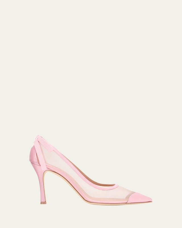 x Tabitha Simmons Liberty Satin Mesh Stiletto Pumps