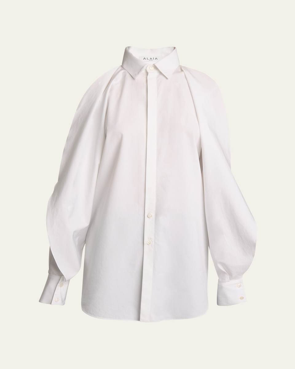 Cold-Shoulder Button Down Blouse