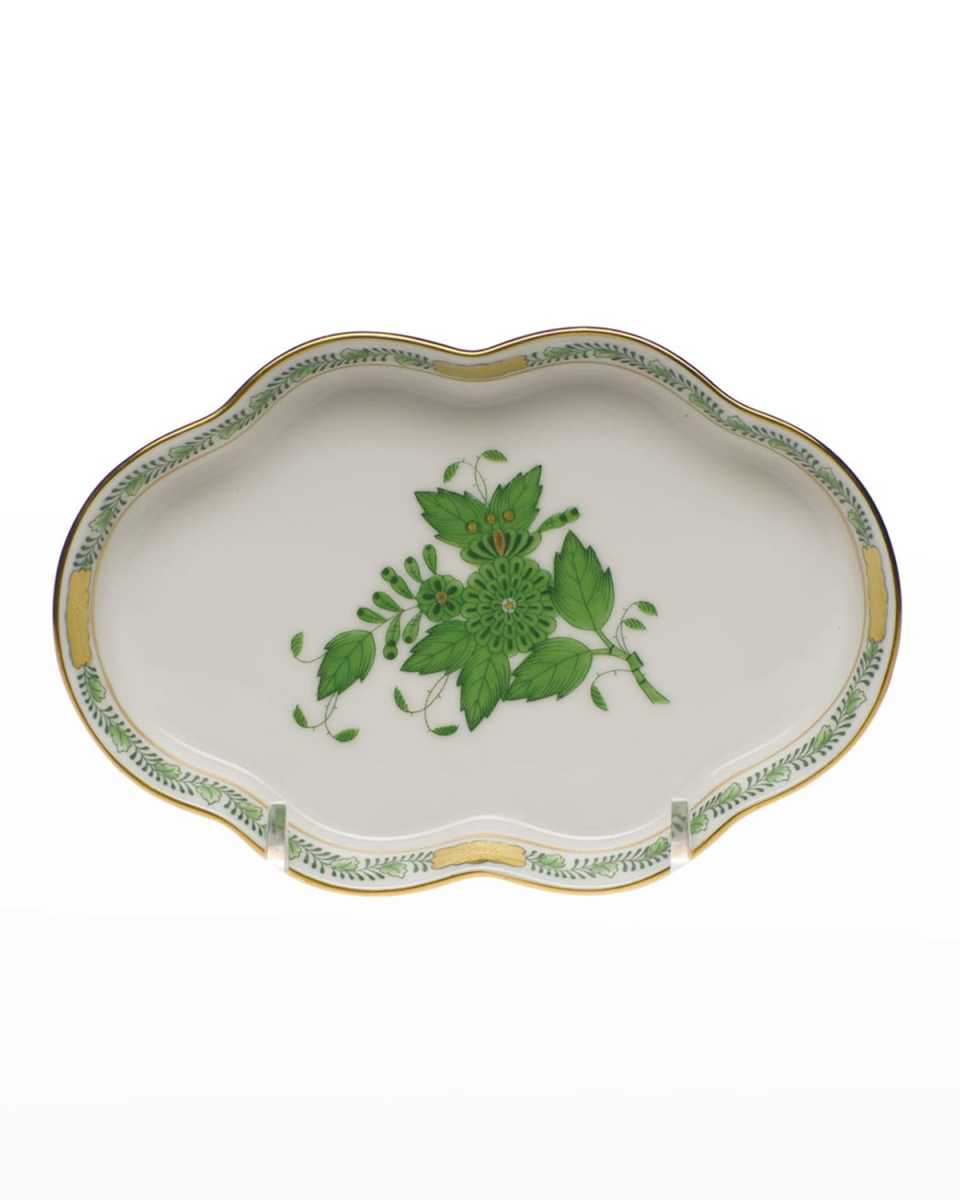Chinese Bouquet Green Small Scalloped Tray