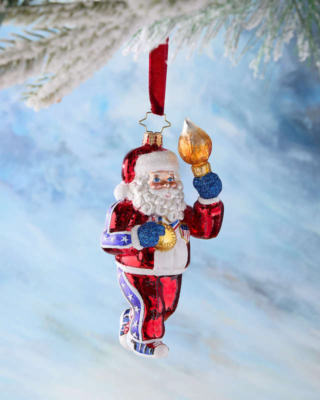 Torch-Bearing Santa Christmas Ornament