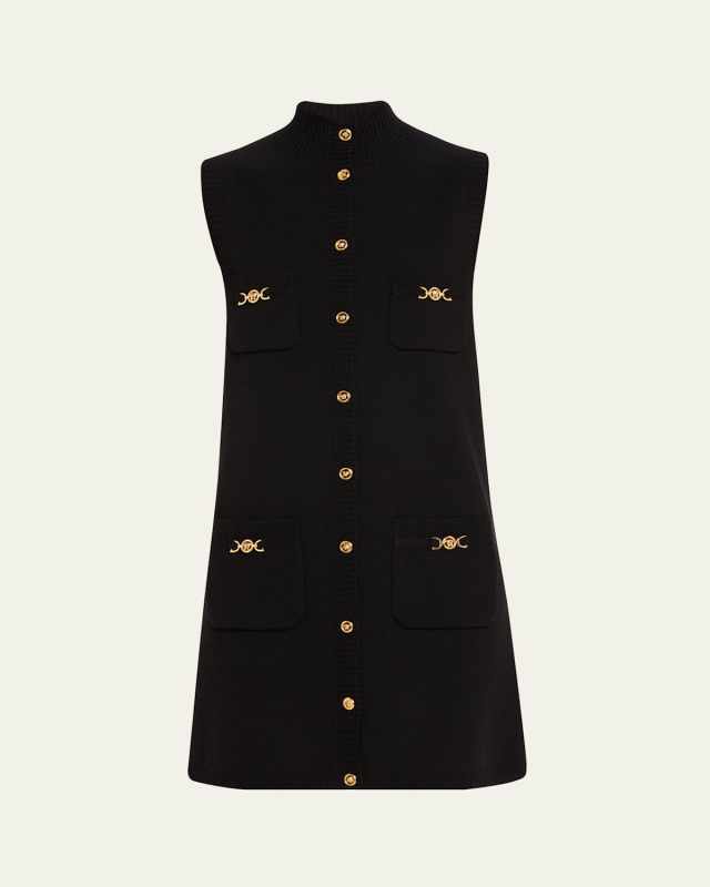 Button-Front Knit Medusa Mini Dress