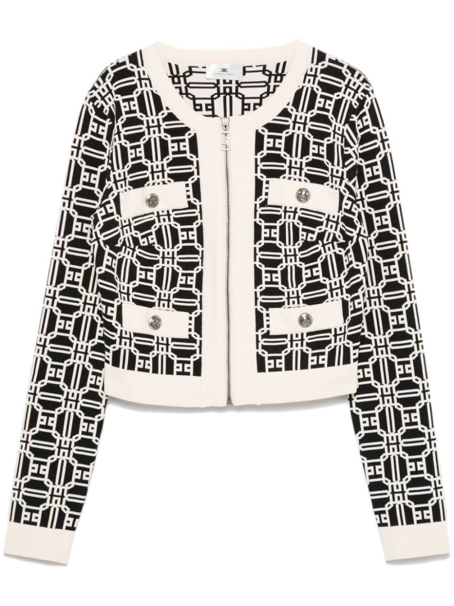 logo-jacquard cropped cardigan