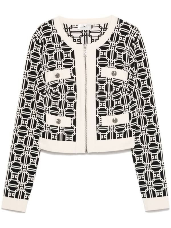 logo-jacquard cropped cardigan