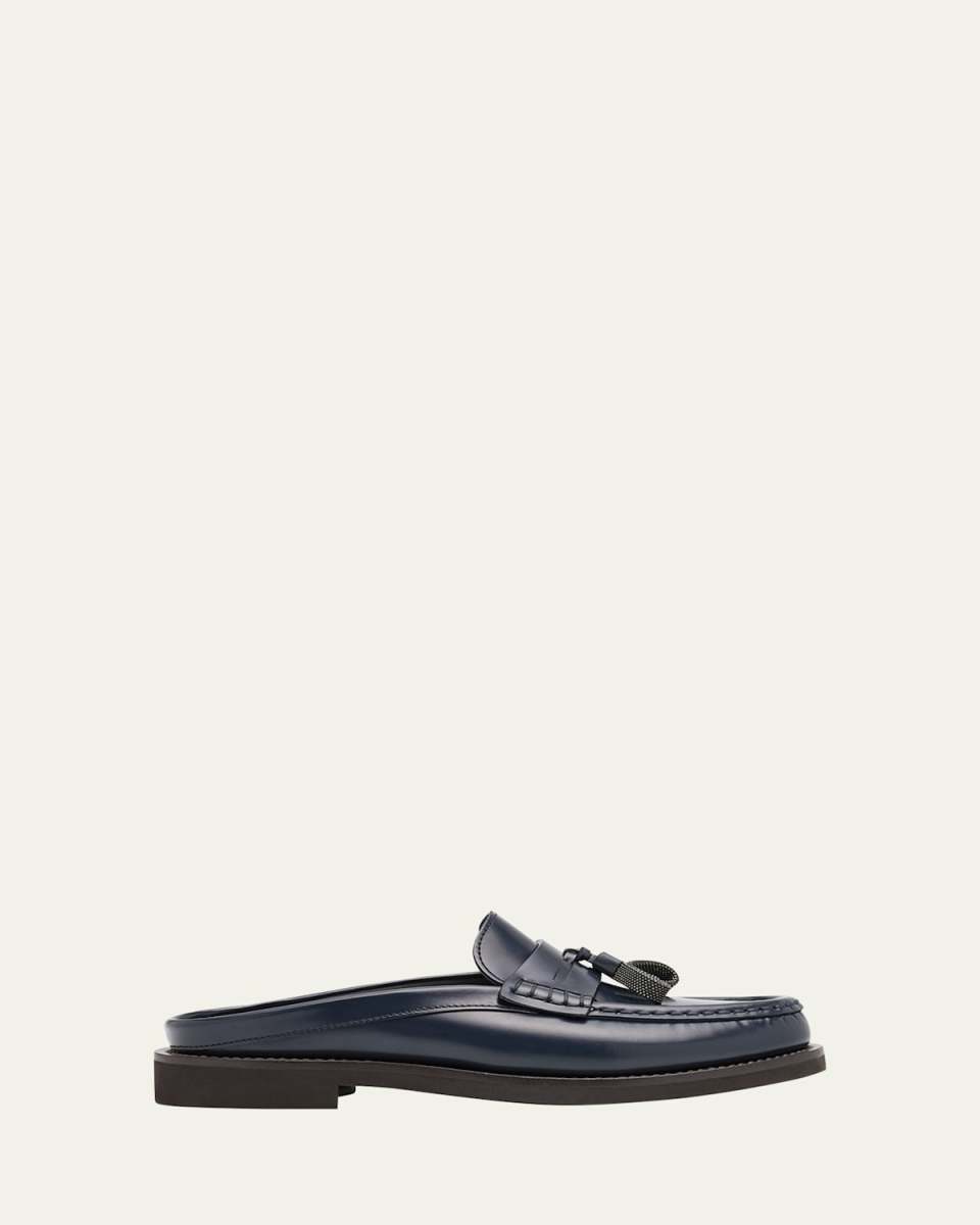 Leather Monili Tassel Loafers Mules