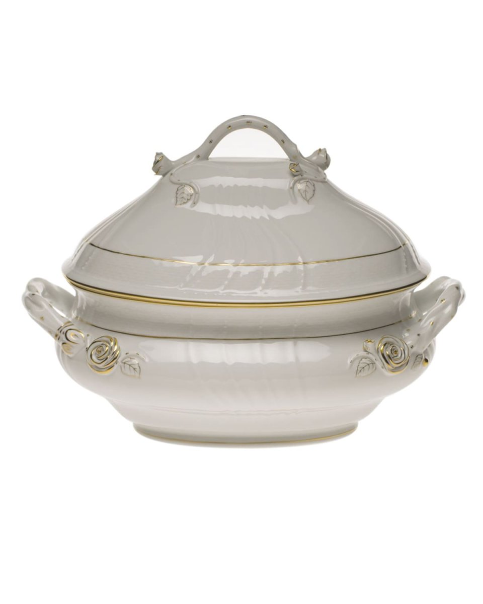 Golden Edge Tureen with Branch Handle