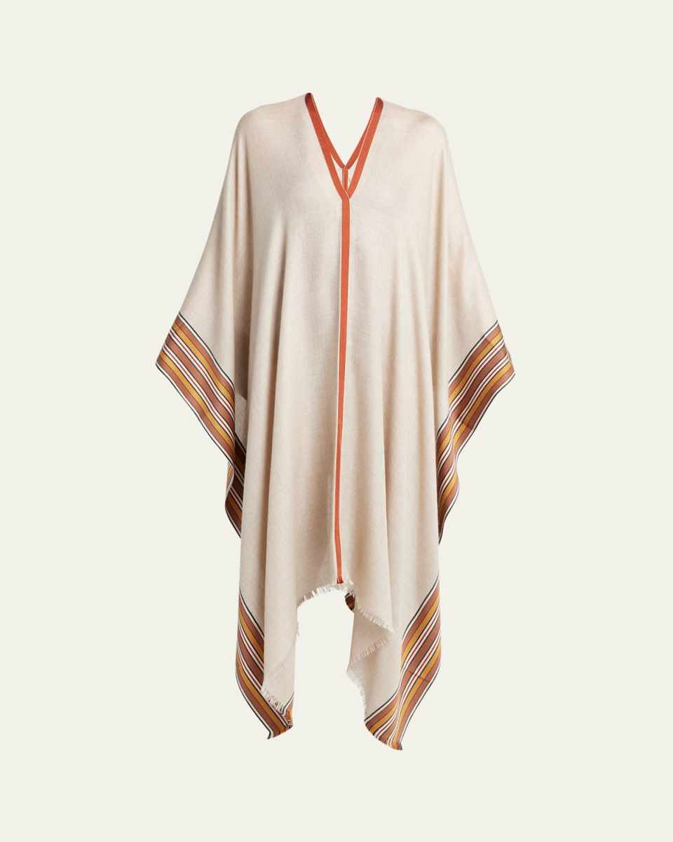 The Suitcase Stripe Silk Poncho