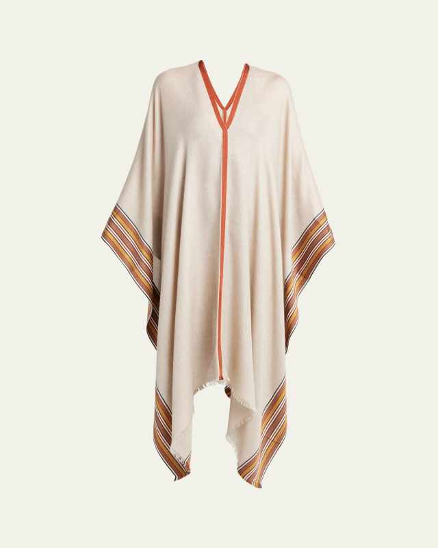 The Suitcase Stripe Silk Poncho