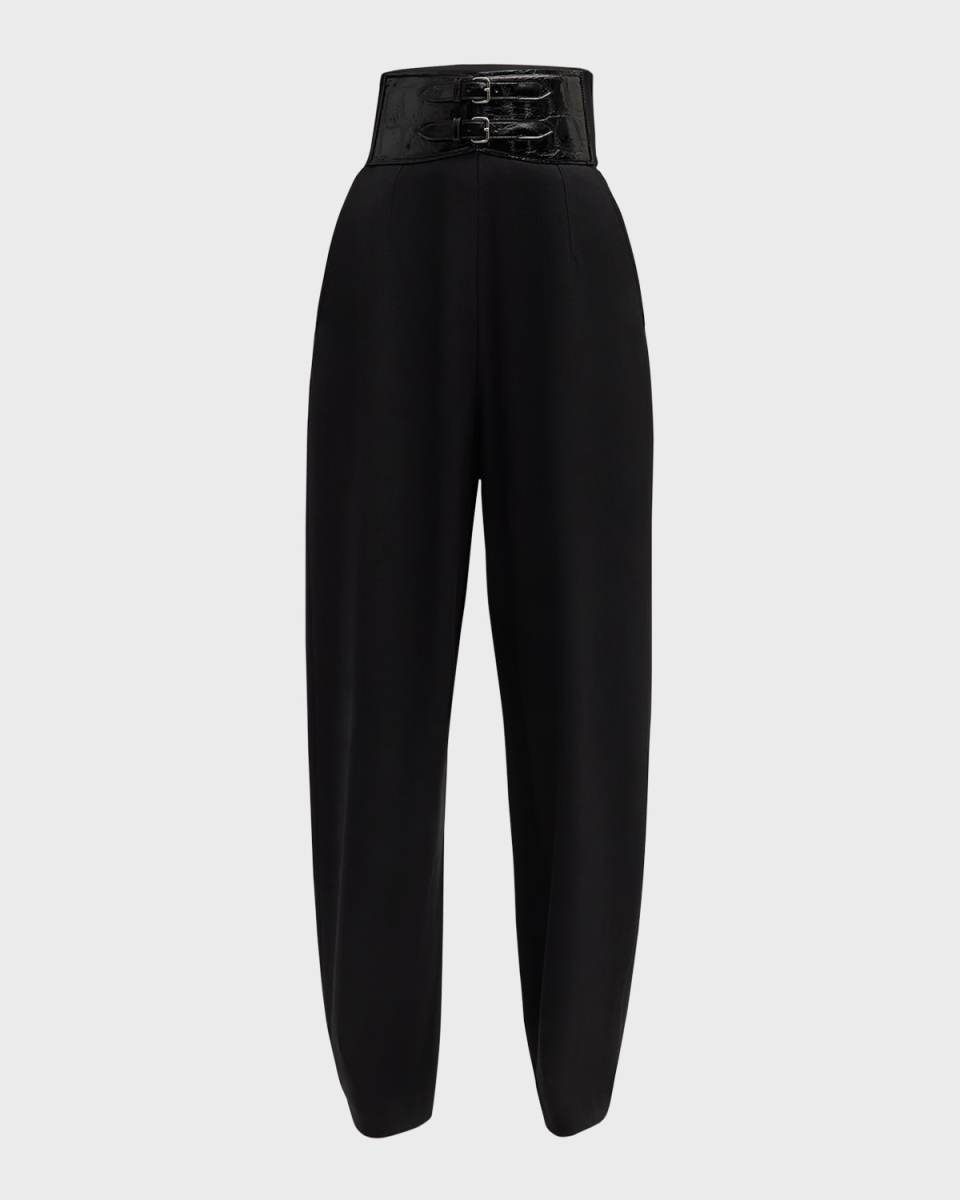 High-Rise Belted Trousers