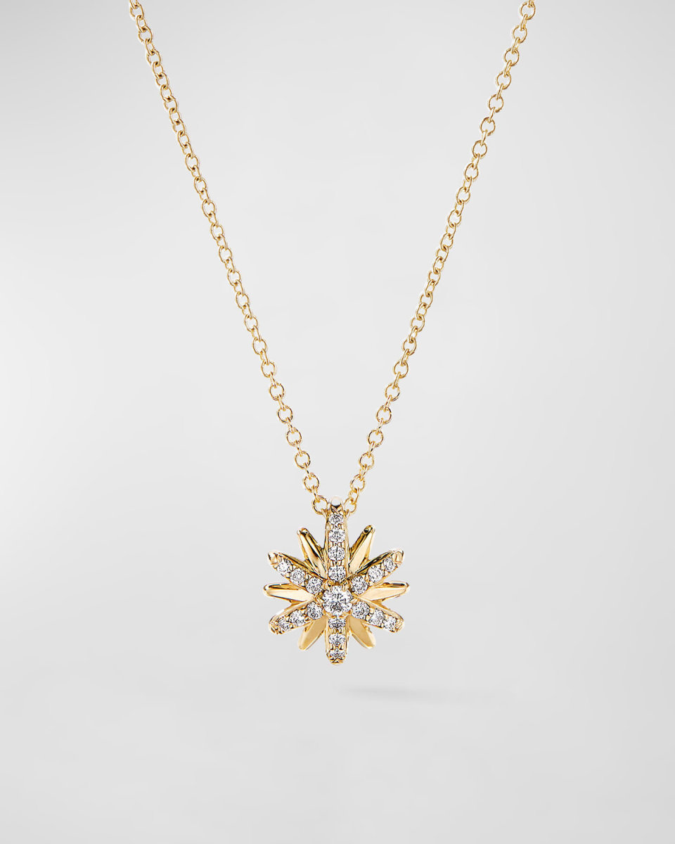 Petite Starburst Station Diamond Necklace in 18k Gold