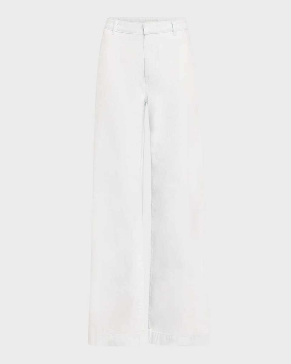 Washed Cotton Wide-Leg Trousers