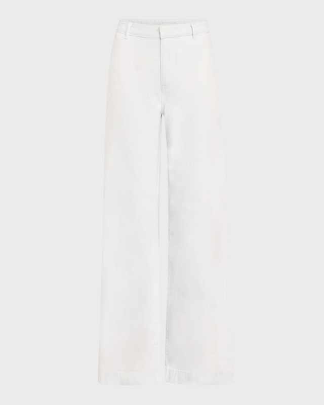 Washed Cotton Wide-Leg Trousers