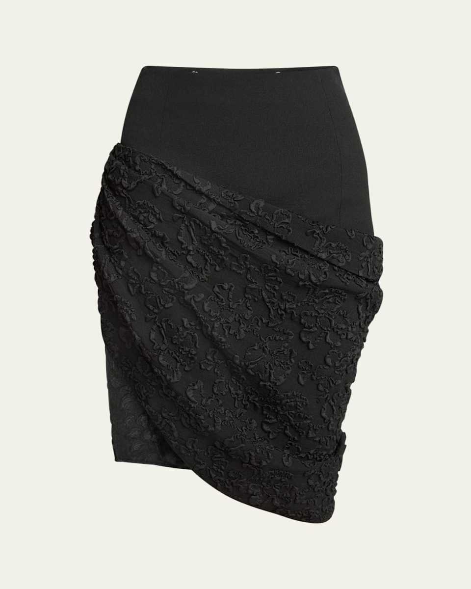 Asymmetric Draped Jacquard Skirt