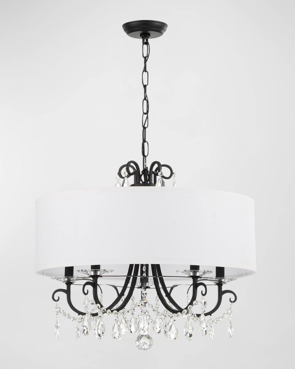 Othello 5-Light Clear Crystal Polished Chrome Chandelier with Drum Shade