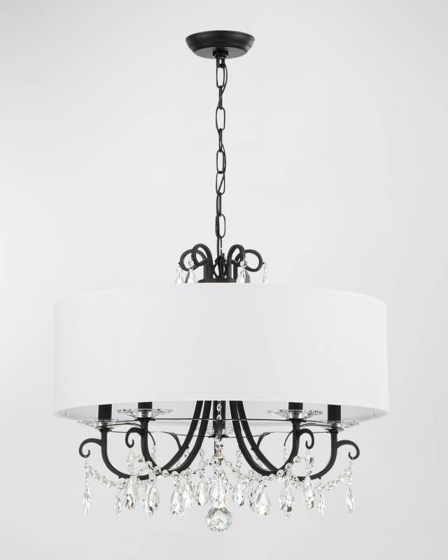 Othello 5-Light Clear Crystal Polished Chrome Chandelier with Drum Shade