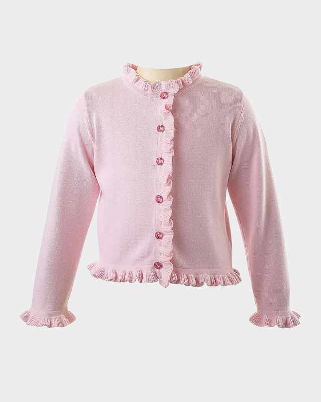 Girl's Button Front Frill Cardigan, Size 2-1