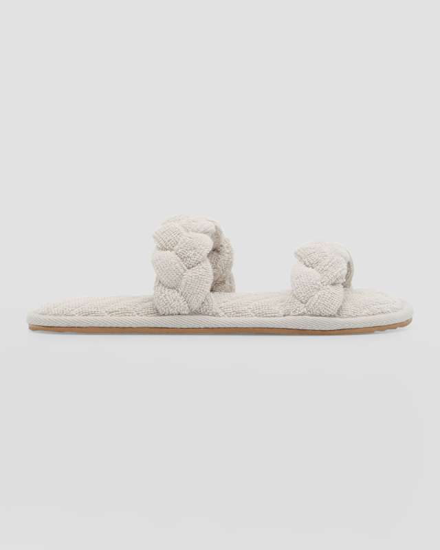 Braided-Strap Terry Slippers