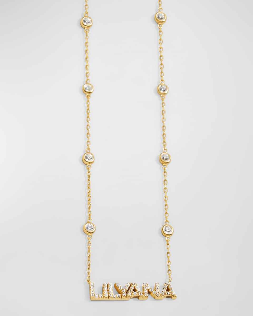 18K Gold-Plated Cubic Zirconia Custom Nameplate Necklace