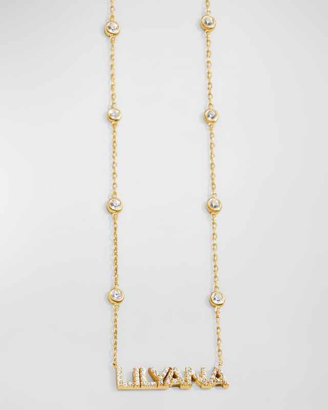 18K Gold-Plated Cubic Zirconia Custom Nameplate Necklace