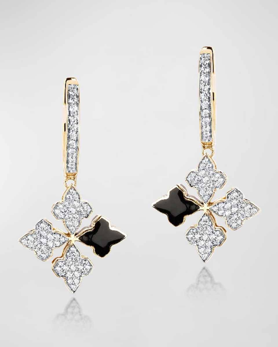 18K Yellow Gold Piano Black Stardust Earrings