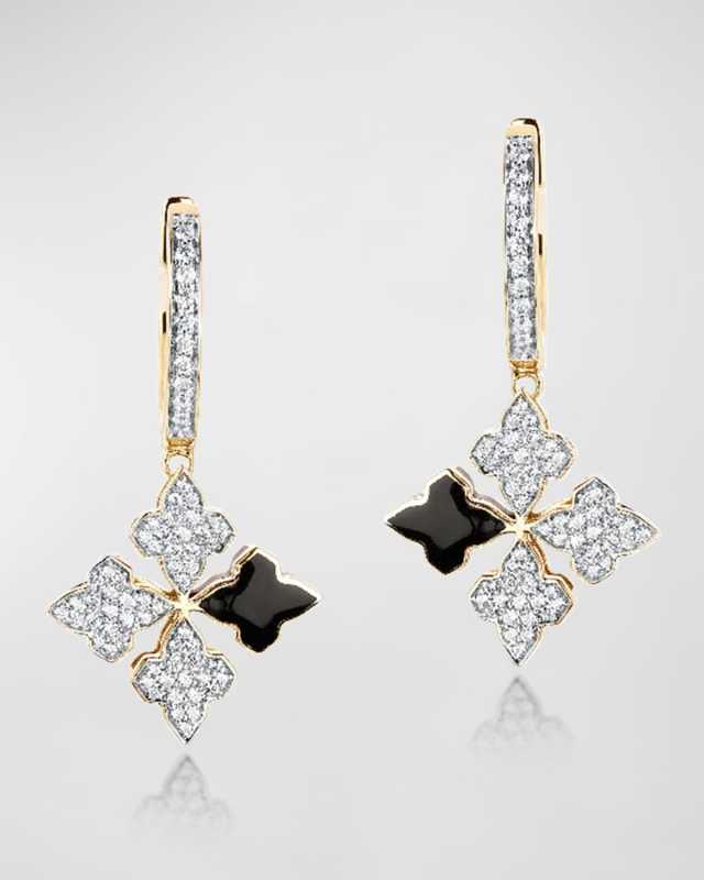 18K Yellow Gold Piano Black Stardust Earrings