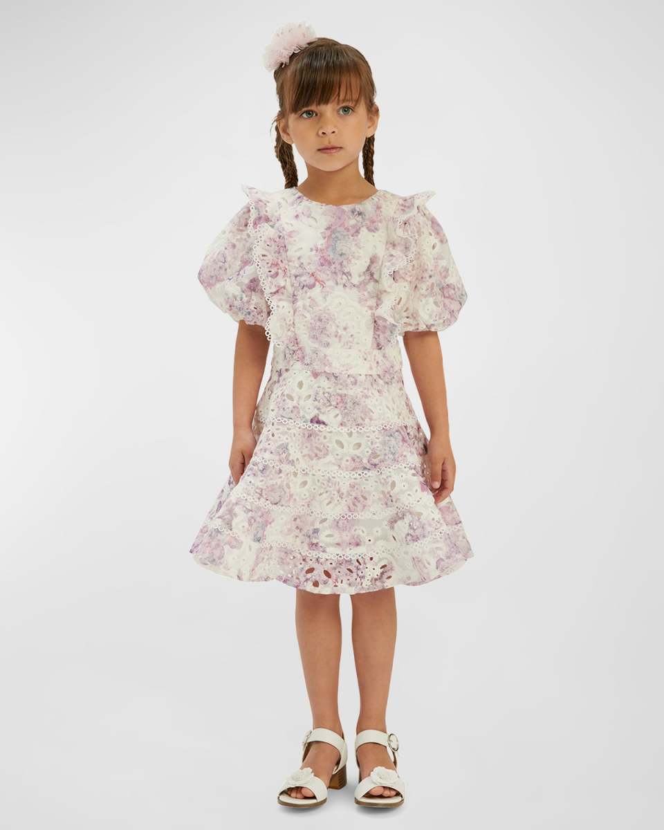 Girl's Annika Floral-Print Mini Dress, Size 4-1