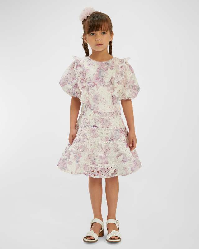 Girl's Annika Floral-Print Mini Dress, Size 4-1