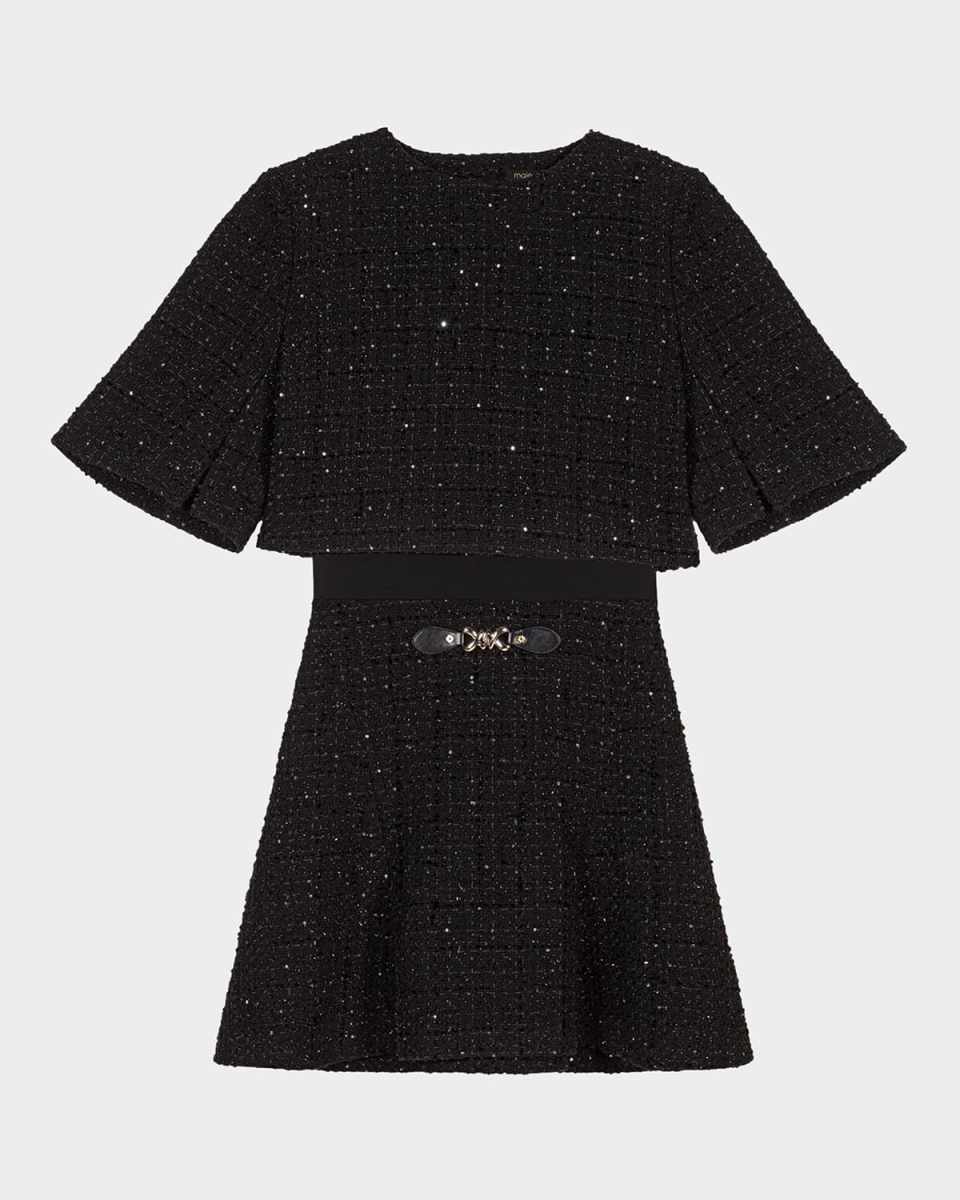 Ridosa Two-in-One Shiny Tweed Mini Dress
