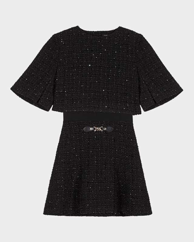 Ridosa Two-in-One Shiny Tweed Mini Dress