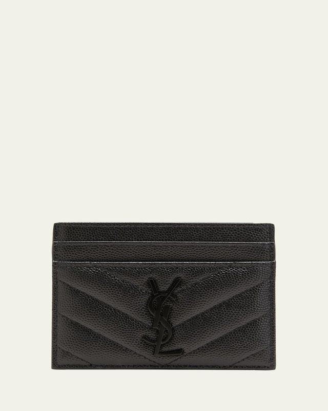 YSL Monogram Card Case in Grained Leather