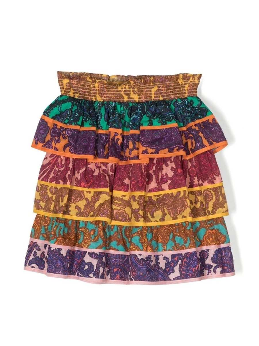 Tiggy tiered paisley-print skirt