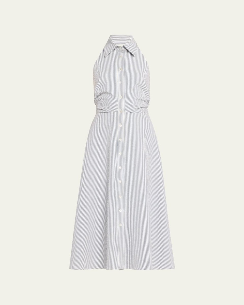 Mackey Sleeveless Seersucker Midi Dress