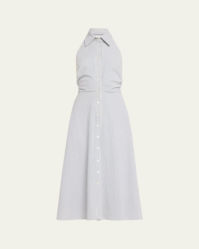 Mackey Sleeveless Seersucker Midi Dress