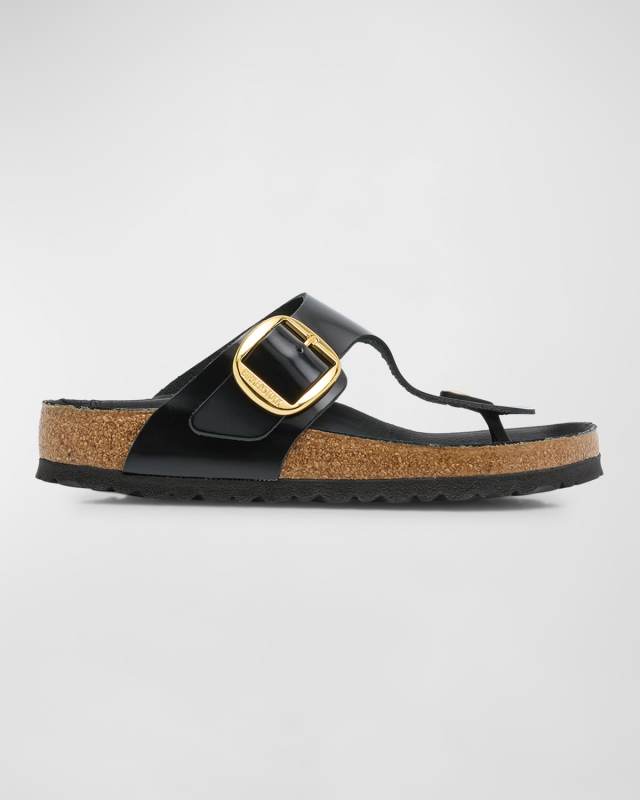 Gizeh Leather Buckle Thong Sandals