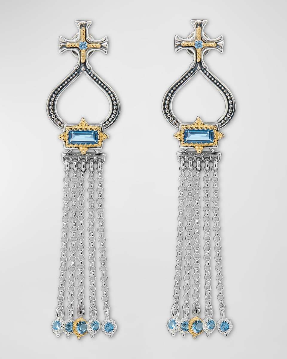 Dome Spinel Tassel Earrings