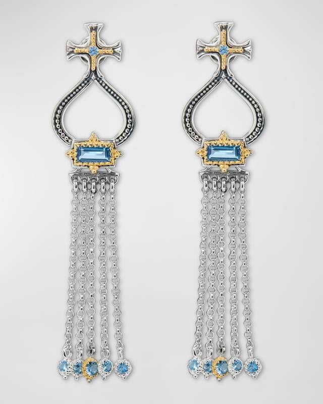 Dome Spinel Tassel Earrings