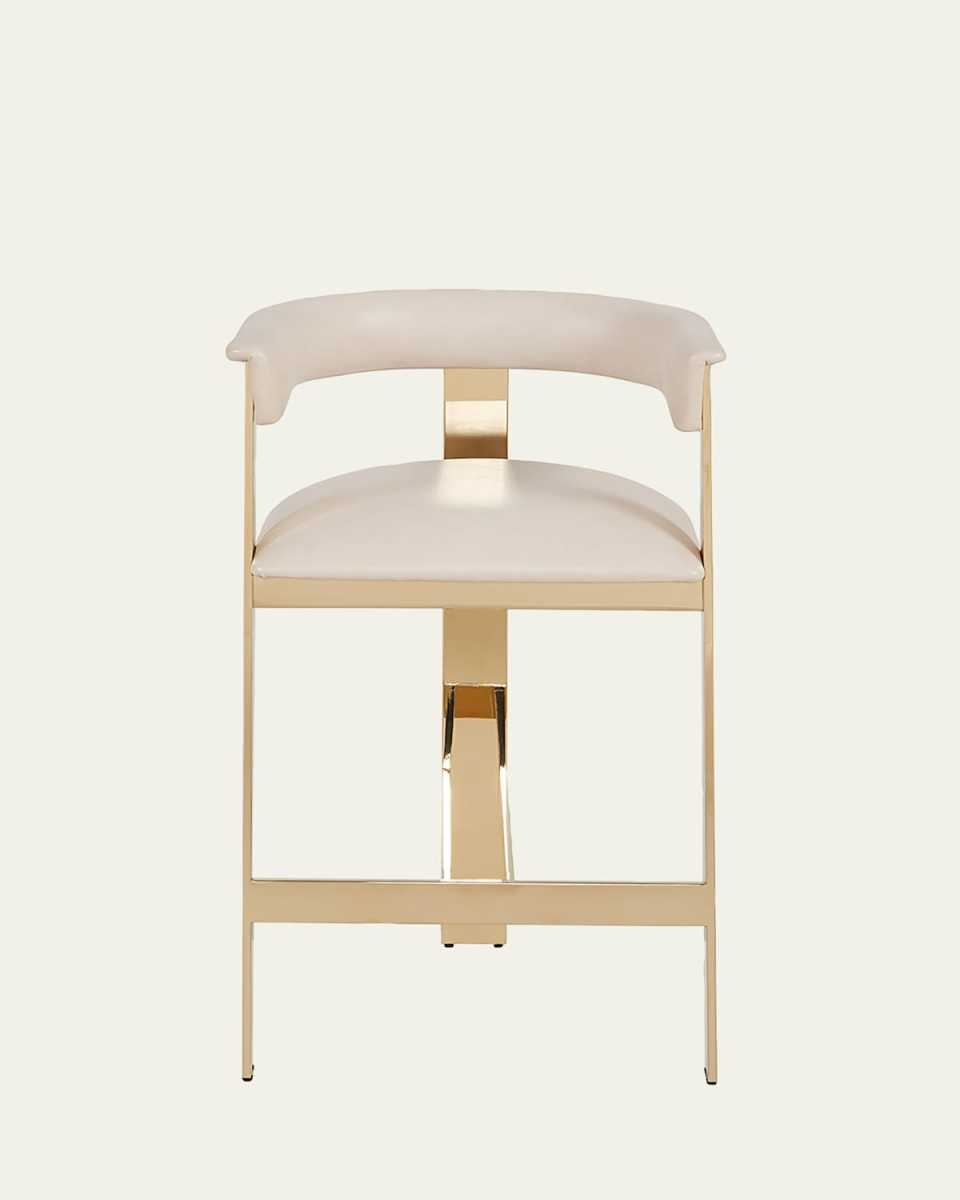 Darla Brass & Leather Counter Stool, 26"