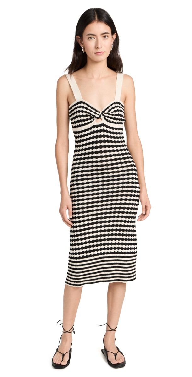 Ramy Brook Jessa Dress Black/Ivory Stripe