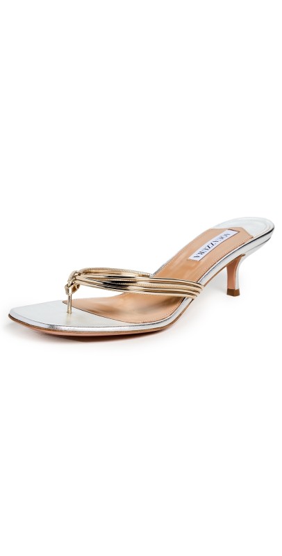 Aquazzura Essential Sandals 50mm Platino/Silver