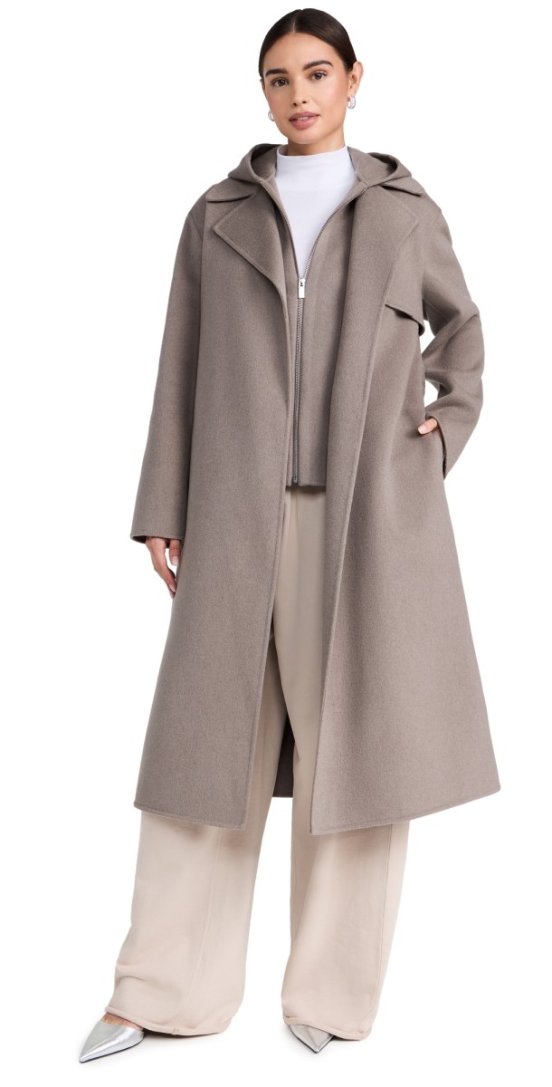 Theory Long Wrap Trench Cinder Melange