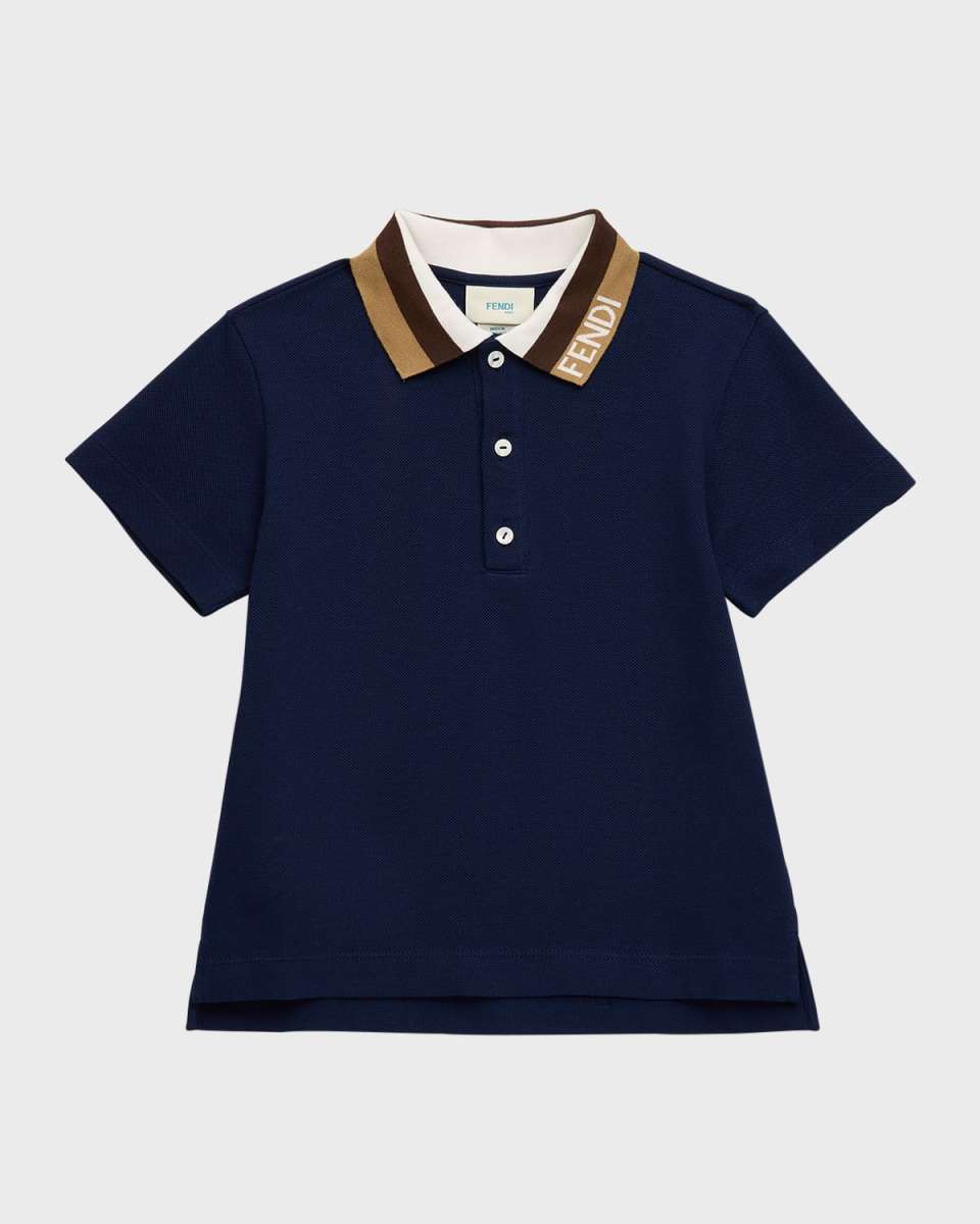 Boy's Short-Sleeve Polo with Detailed Collar, Size 4-6