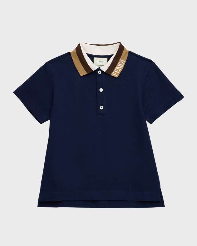 Boy's Short-Sleeve Polo with Detailed Collar, Size 4-6
