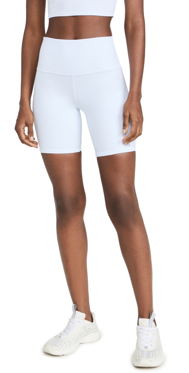 Alo Yoga High Waist Bike Shorts White