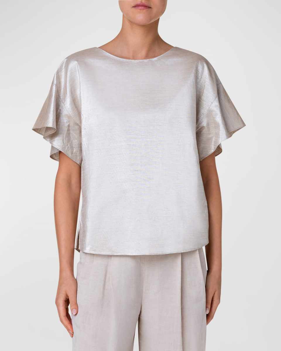 Metallic Linen Canvas Blouse