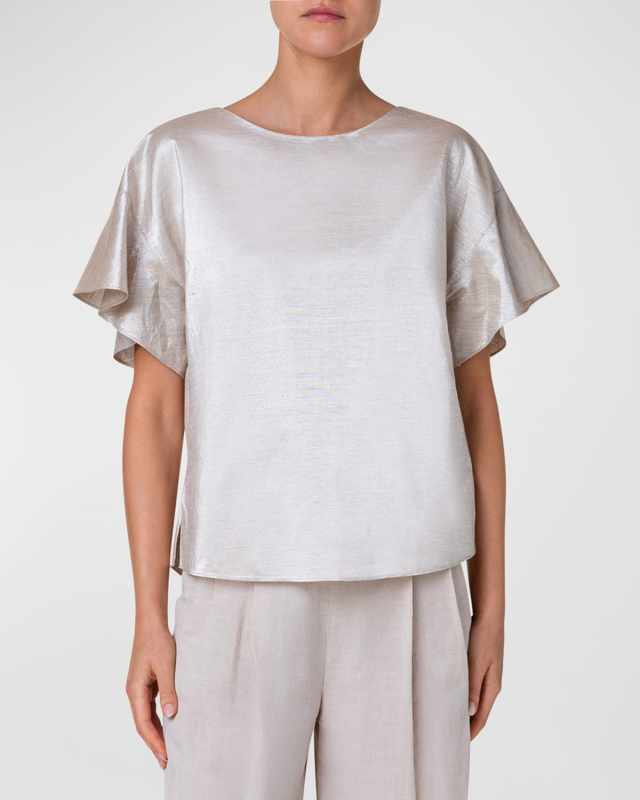 Metallic Linen Canvas Blouse