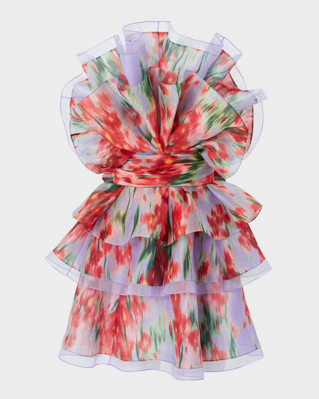 Strapless Tiered Ruffle Mini Dress
