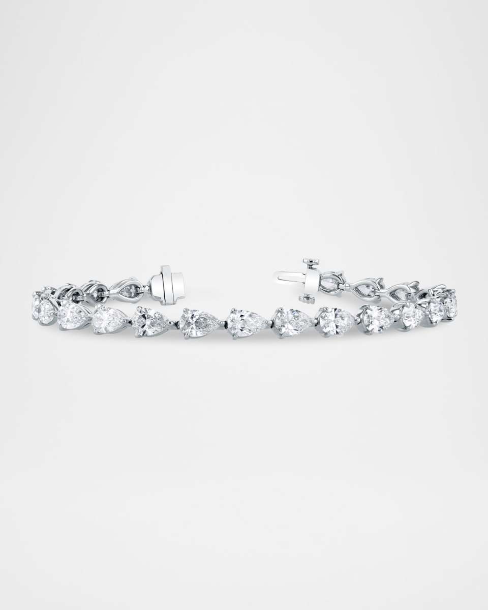 x Danielle Klein Platinum East-West Pear Diamond Bracelet, 7"L, 13.50tcw