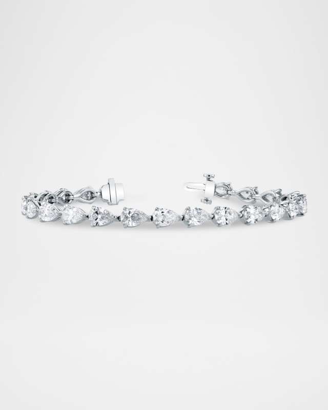 x Danielle Klein Platinum East-West Pear Diamond Bracelet, 7"L, 13.50tcw