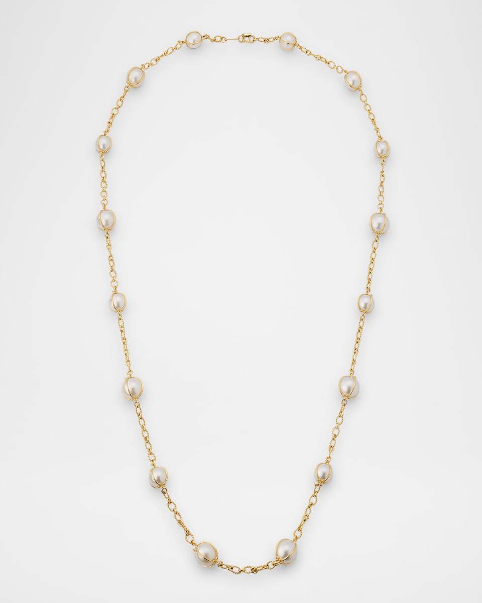 18K Yellow Gold South Sea Pearl Bubble Necklace