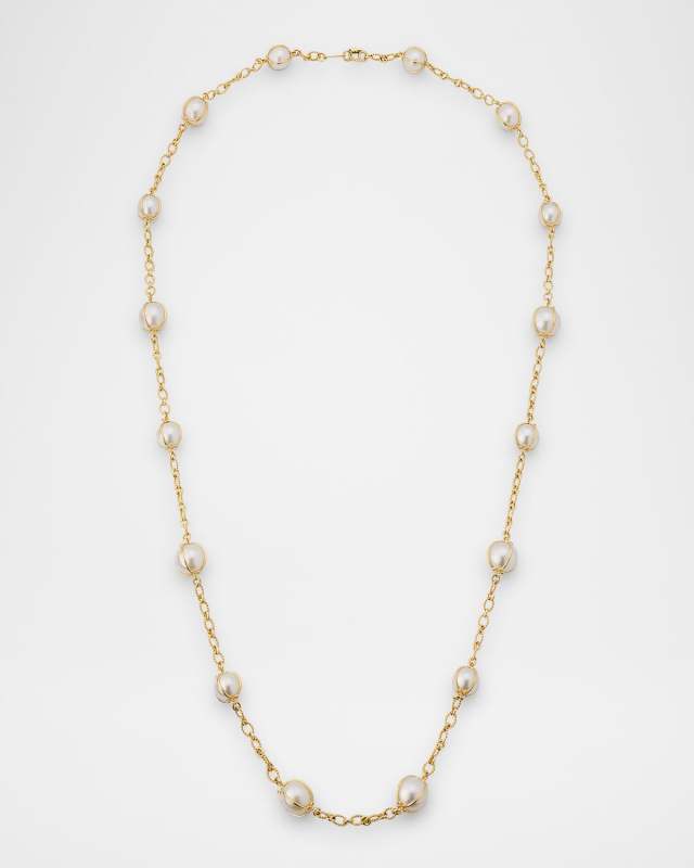 18K Yellow Gold South Sea Pearl Bubble Necklace